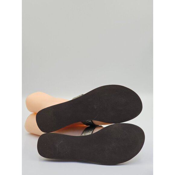 Tory Burch Women's Metallic Gunmetal Leather Moore T-Strap Sandals Sz 7.5 2644 - Picture 6 of 16